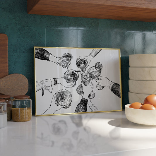 Cheers Print - Bar cart wall decor - Refined Spaces