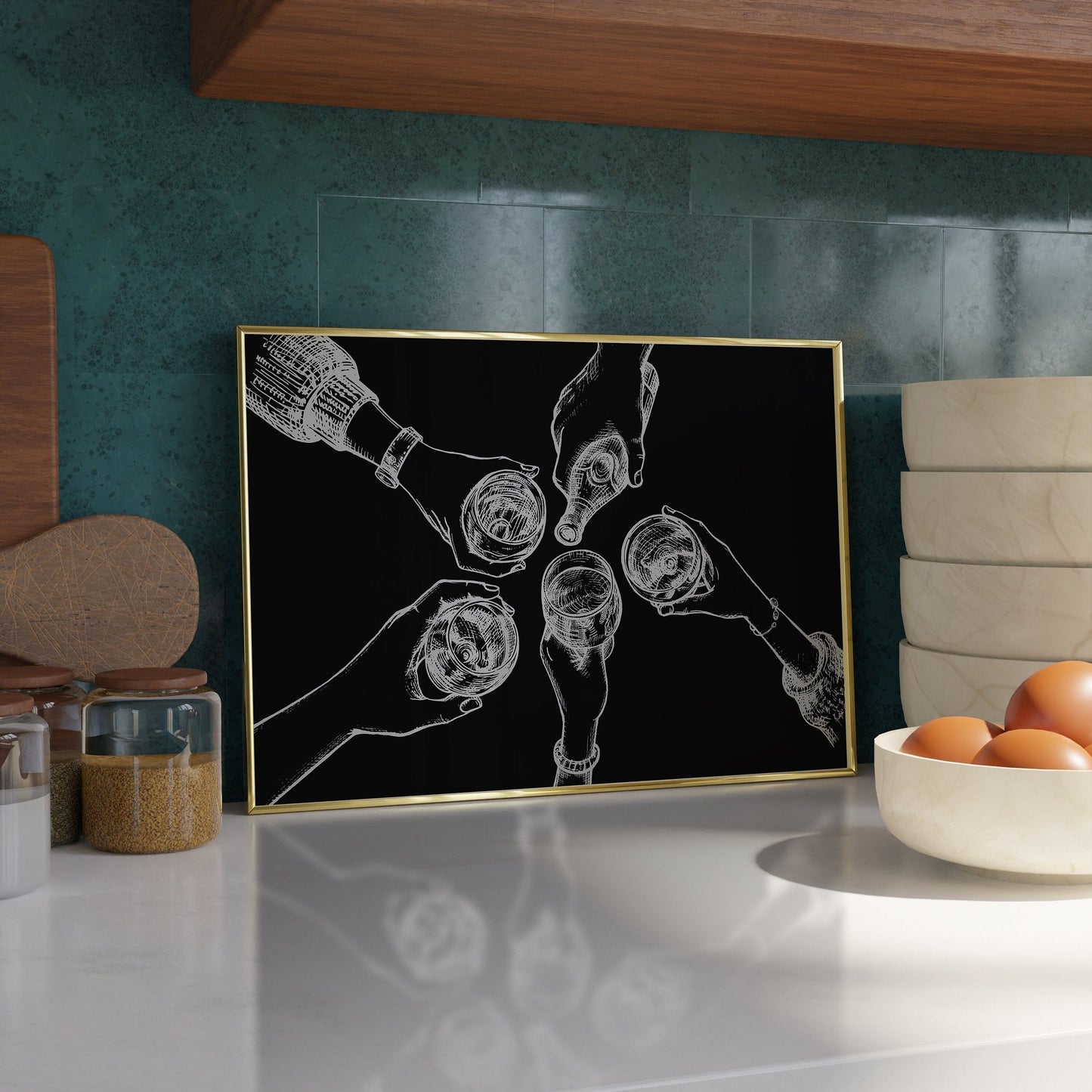 Cheers Print - Bar cart wall decor - Refined Spaces