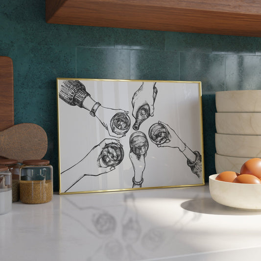 Cheers Print - Bar cart wall decor - Refined Spaces