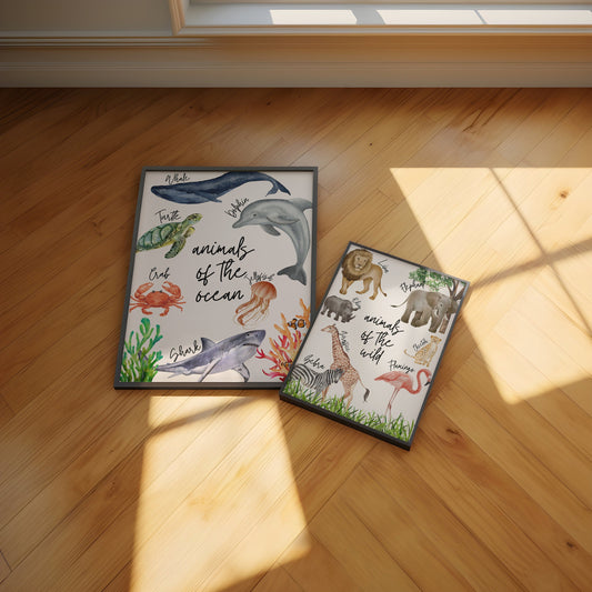 ocean animal print - ocean nursery prints - animal prints kids wall art kids bedroom decor children's wall art under the sea nursery