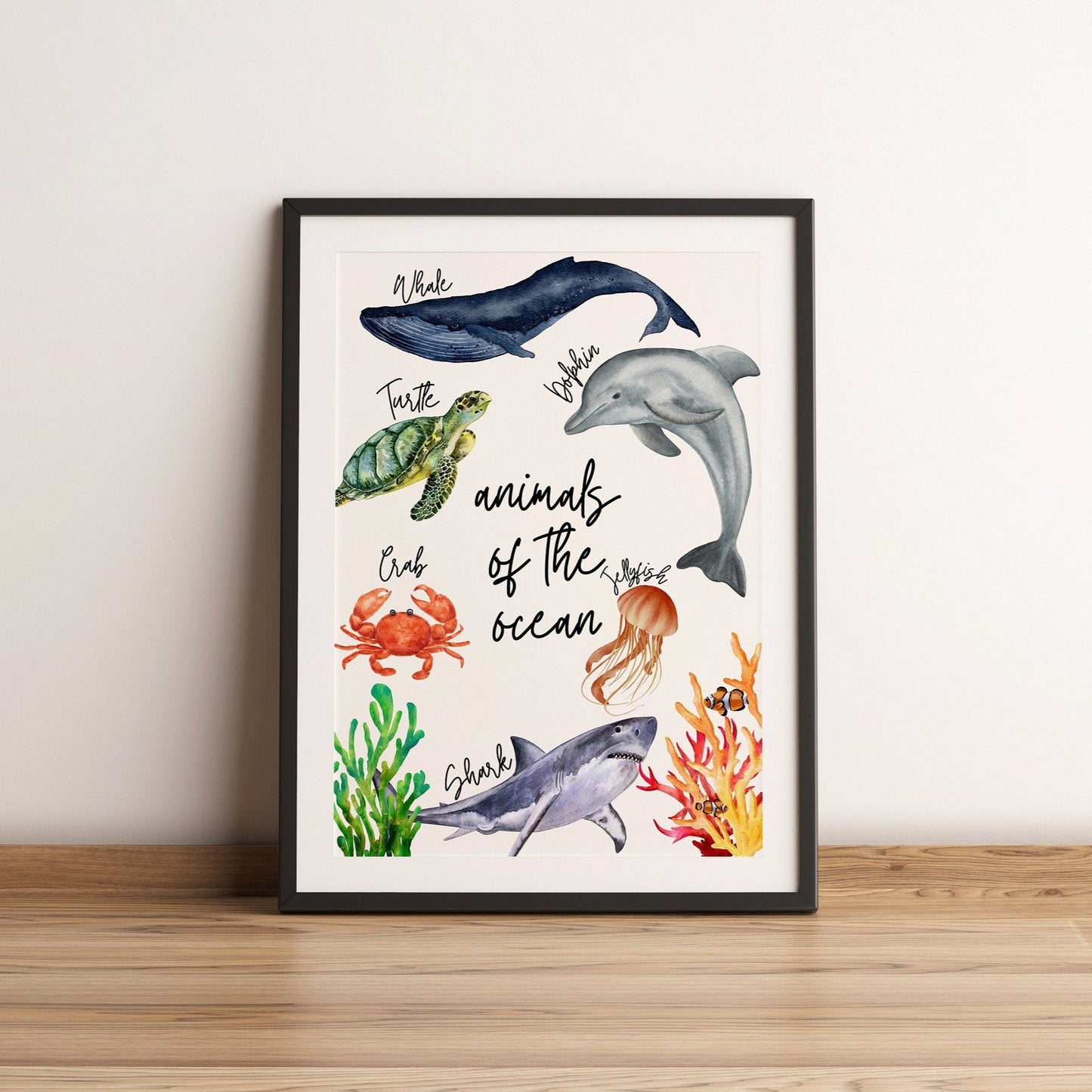 ocean animal print - ocean nursery prints - animal prints kids wall art kids bedroom decor children's wall art under the sea nursery