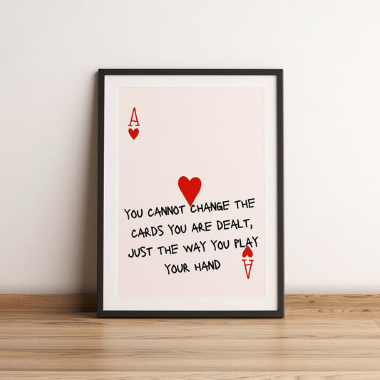 Lucky you Print - Ace of Hearts Print - Playing Card Print - Trendy Wall Art - Bar Decor Retro Art - motivational wall art - office wall art