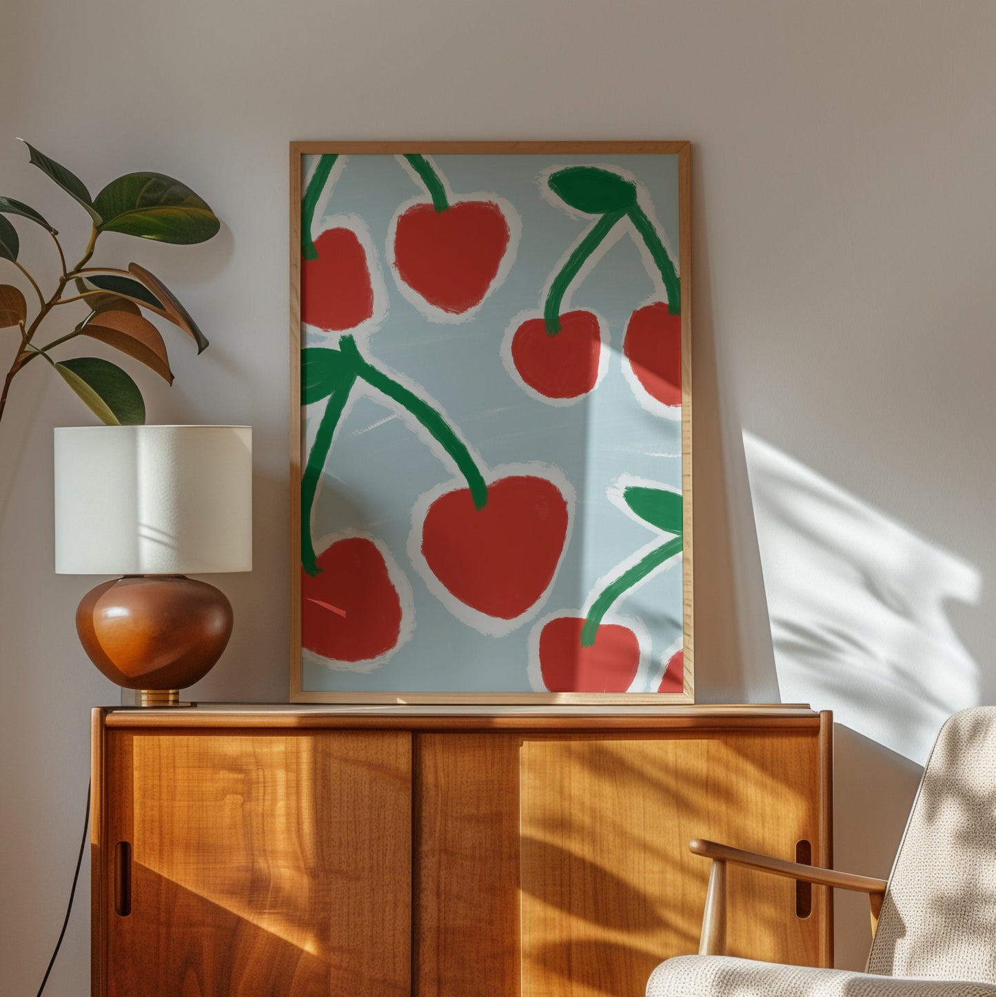 Cherry Print - Fruit print - Trendy Print - Kitchen Prints - Kitchen Wall Art Dining Room Prints Cherry painting Cherry poster print