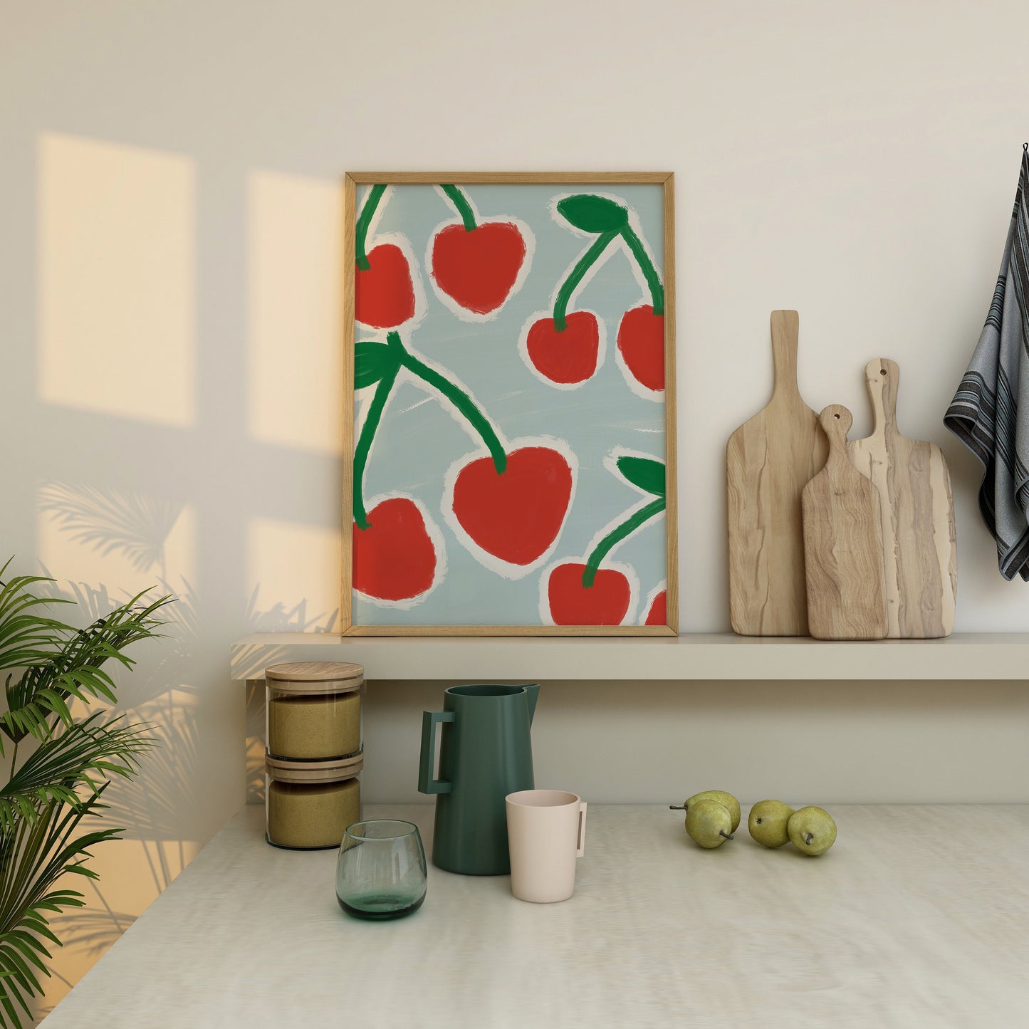 Cherry Print - Fruit print - Trendy Print - Kitchen Prints - Kitchen Wall Art Dining Room Prints Cherry painting Cherry poster print