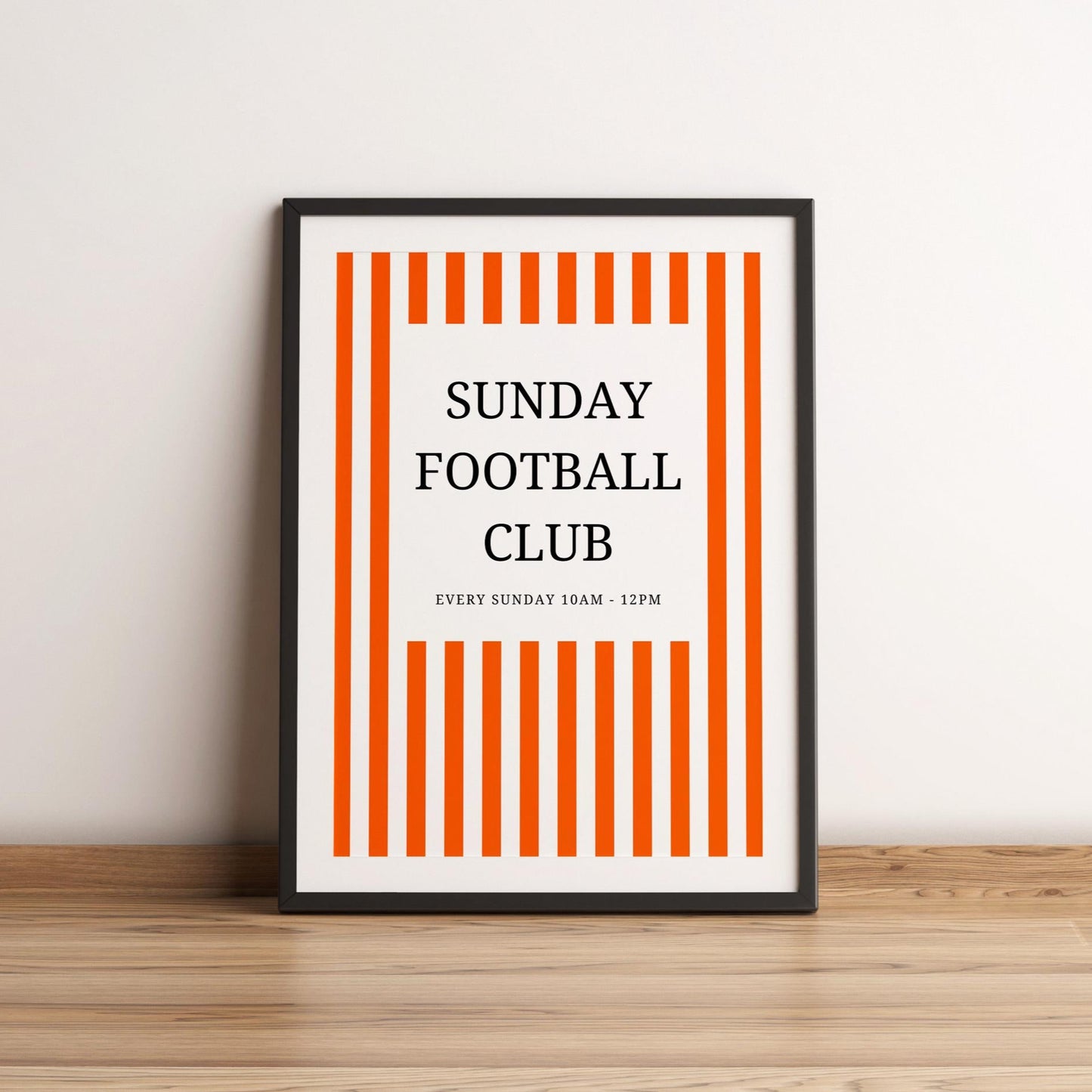Sunday Football Club Print - vintage football printr - football print - orange striped prints - home gym prints - retro gym poster A4 print