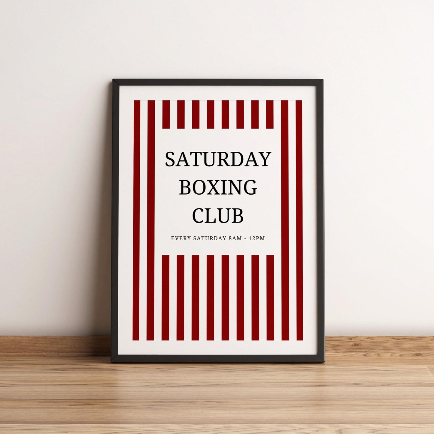 Boxing Club Print - vintage boxing poster - boxing print - red striped prints - boxing gym print - home gym prints - retro gym poster