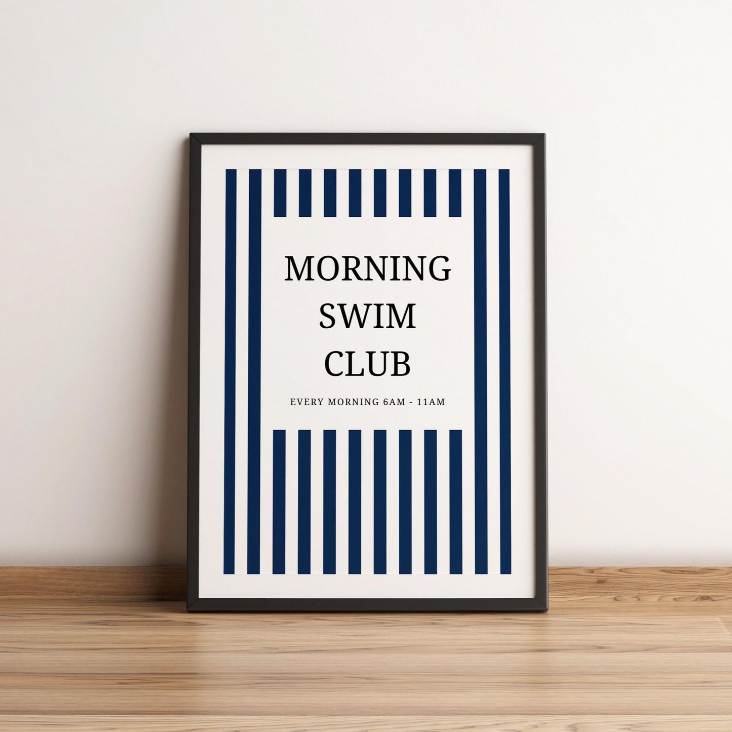 Swimming Club Print - vintage swimming prints - swimming print - blue striped prints - pool house decor - summer print art - pool wall art