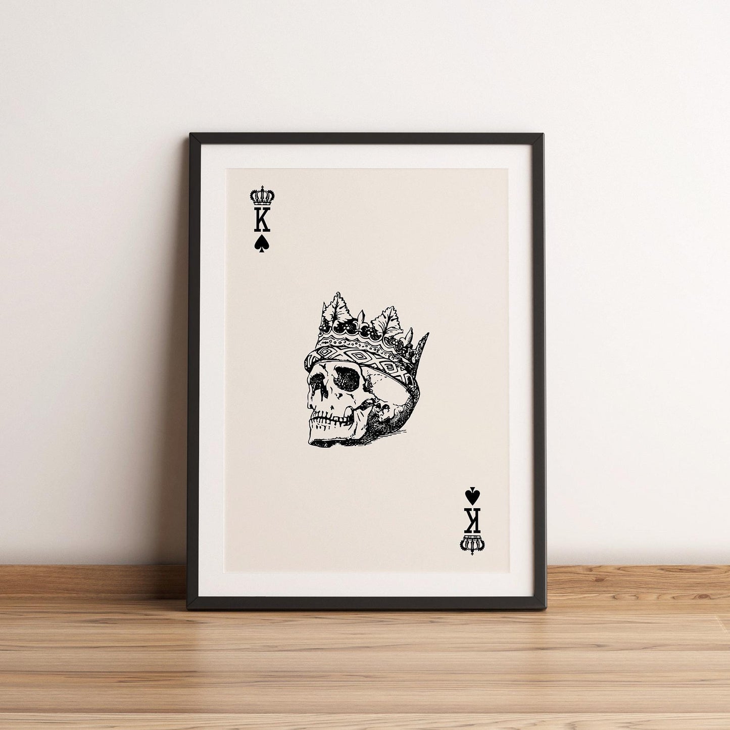 King of Spades wall art - skull with crown print - Playing Card Print Trendy Wall Art Bar Decor Retro Art motivational wall art office art
