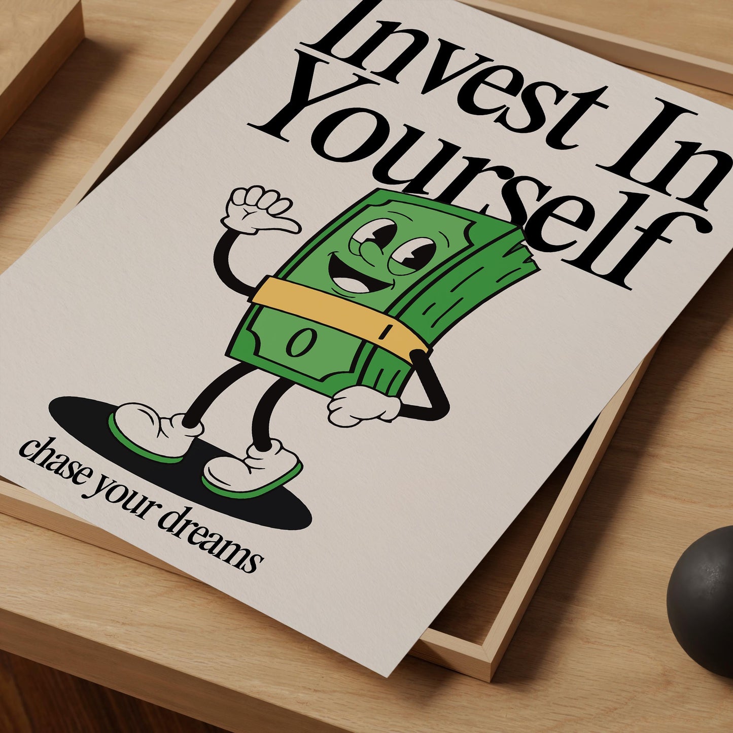 Invest In Yourself Print, Retro Print, Retro Photography Print, Retro Motivation Poster, Motivational Pun Art, Retro Office Decor, Fun Print