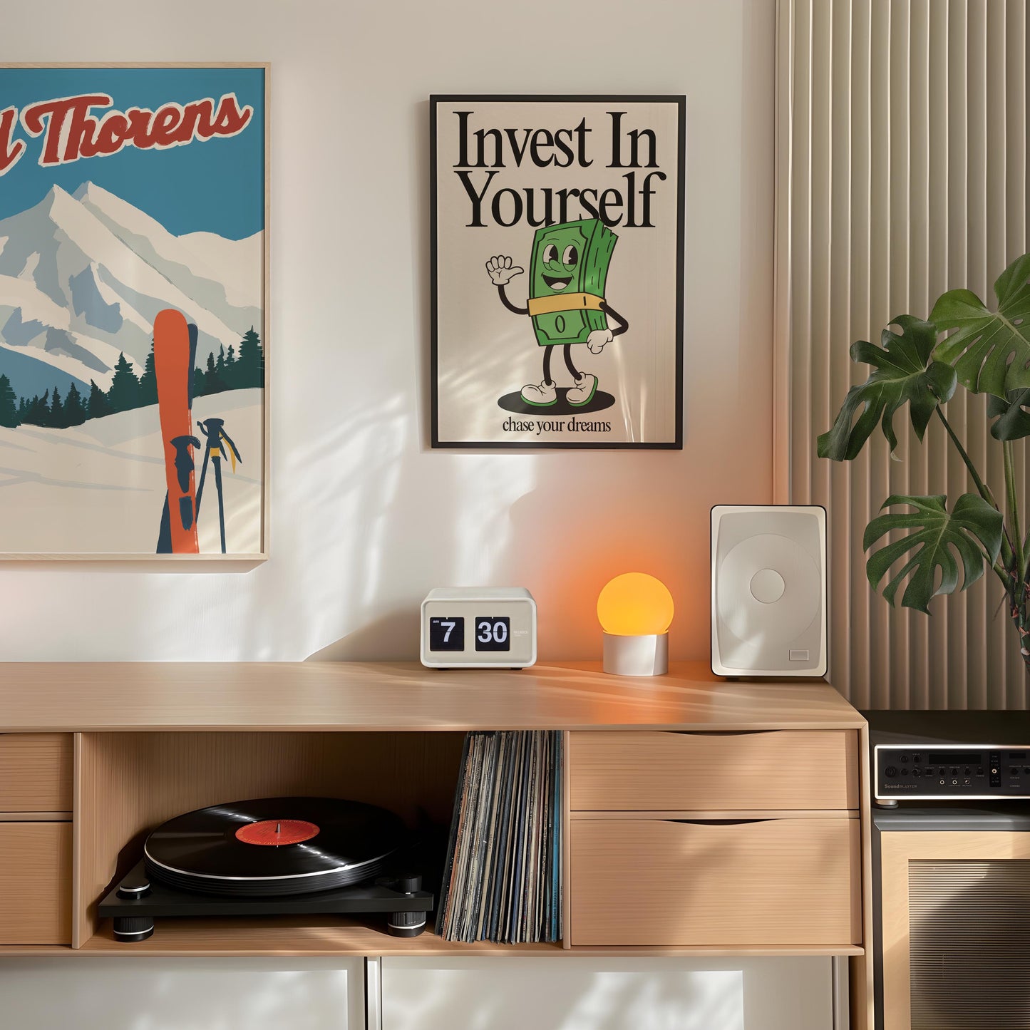 Invest In Yourself Print, Retro Print, Retro Photography Print, Retro Motivation Poster, Motivational Pun Art, Retro Office Decor, Fun Print