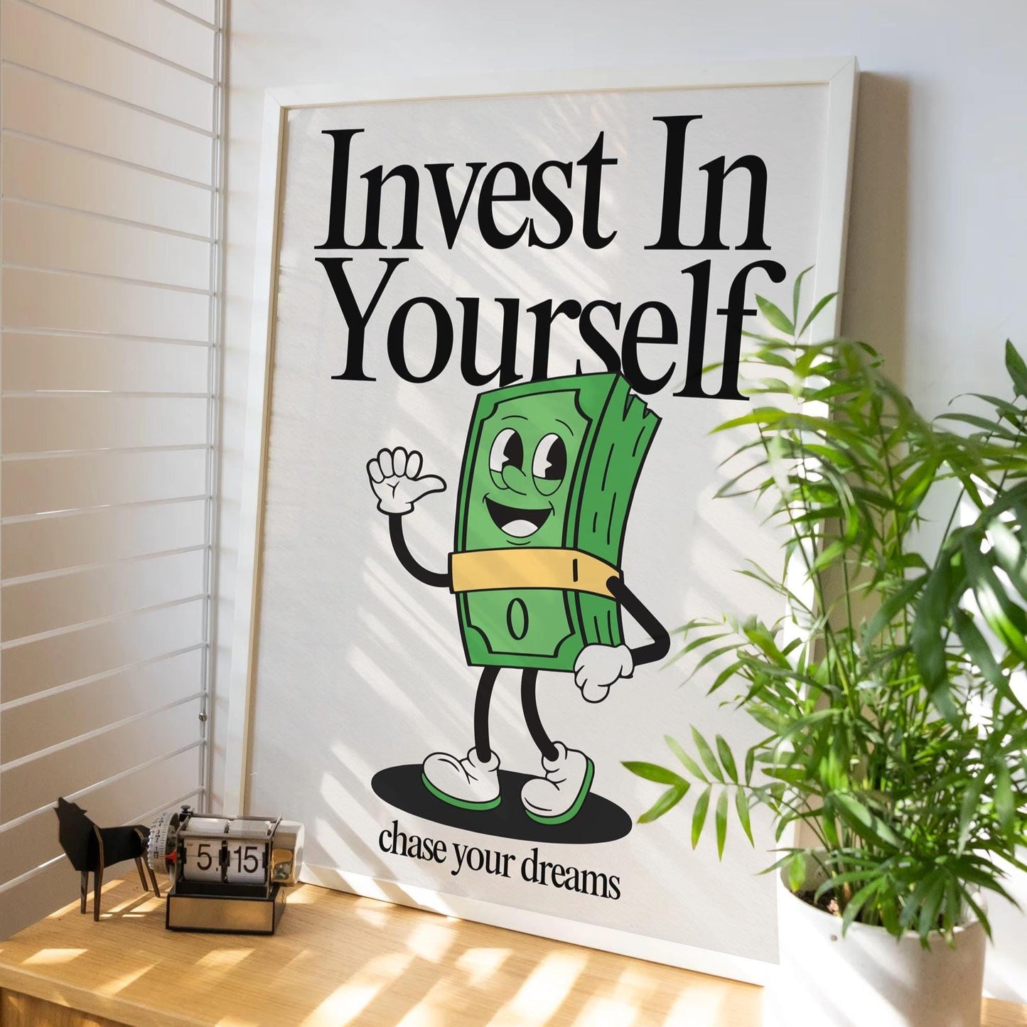 Invest In Yourself Print, Retro Print, Retro Photography Print, Retro Motivation Poster, Motivational Pun Art, Retro Office Decor, Fun Print