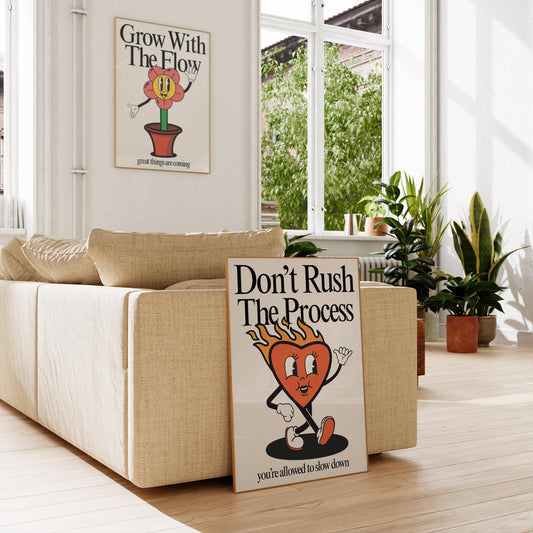 Don't Rush The Process Print, Retro Photography Print, Retro Motivation Poster, Motivational Pun Art, Retro Office Decor, Fun Wall Art, A4