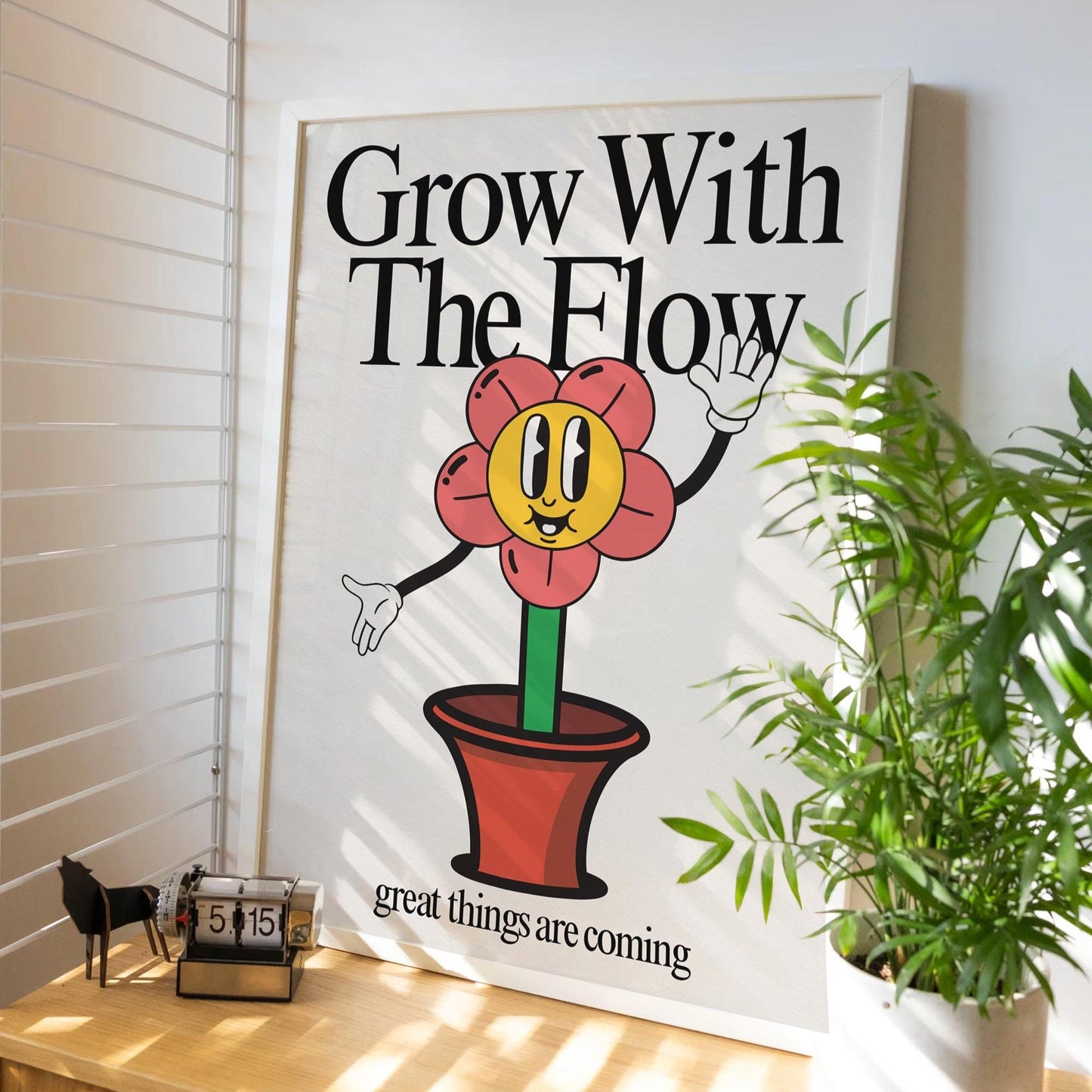 Go With The Flow Wall Art, Retro Photography Print, Retro Motivation Poster, Motivational Pun Art, Retro Office Decor, Fun Wall Art, A4 art