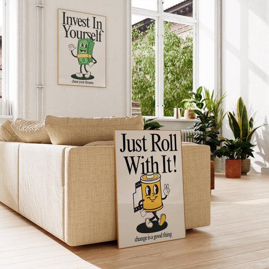 Invest In Yourself Print, Retro Print, Retro Photography Print, Retro Motivation Poster, Motivational Pun Art, Retro Office Decor, Fun Print