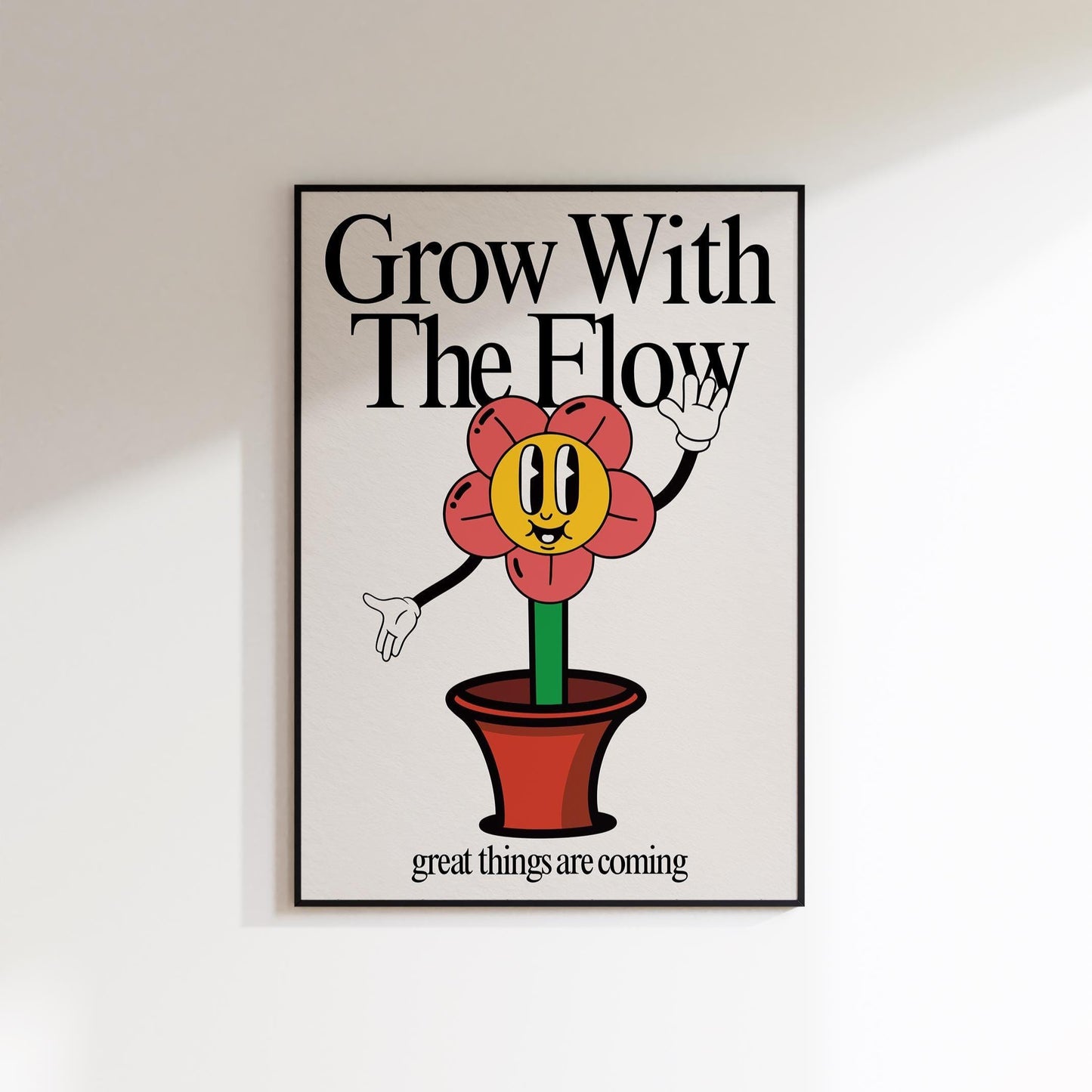 Go With The Flow Wall Art, Retro Photography Print, Retro Motivation Poster, Motivational Pun Art, Retro Office Decor, Fun Wall Art, A4 art