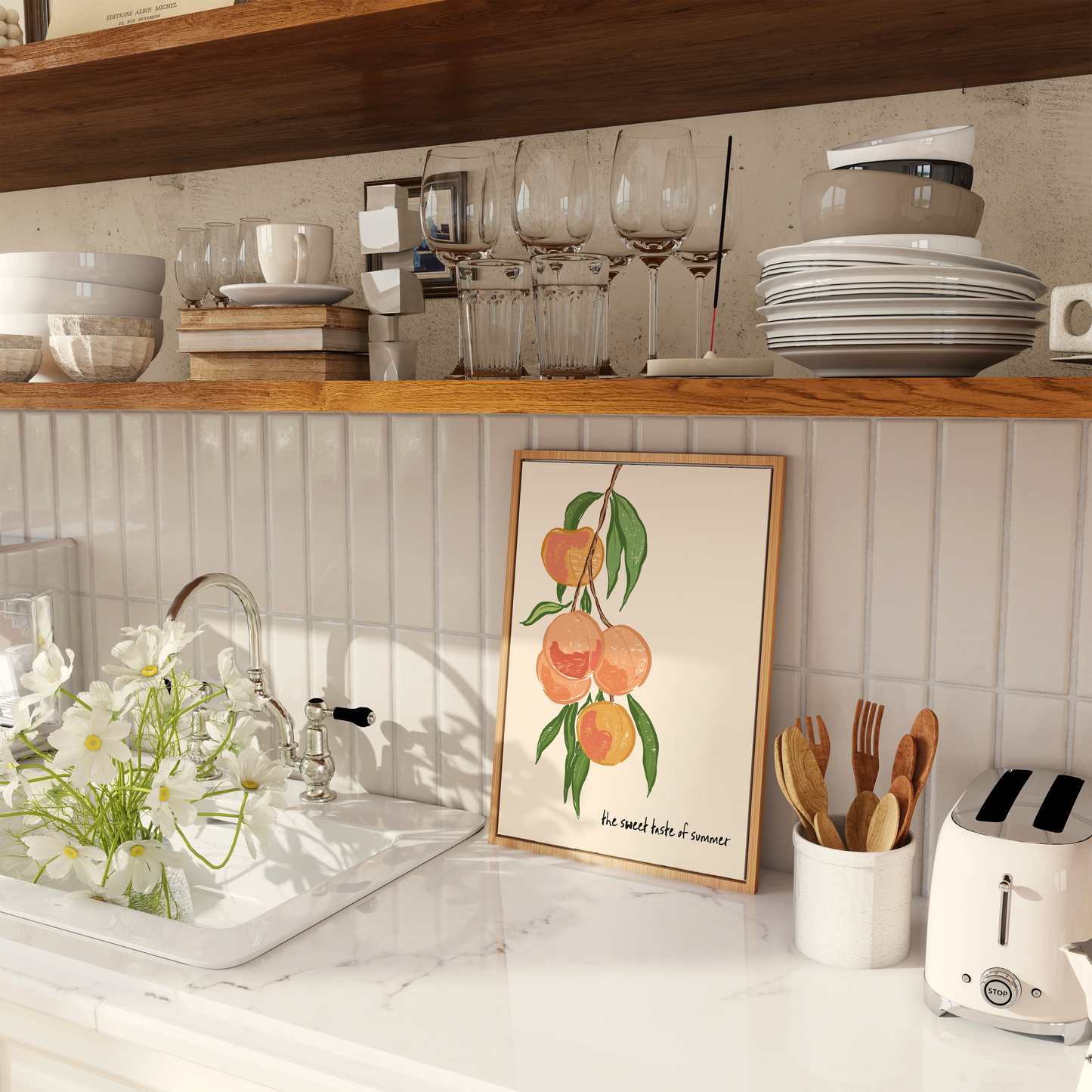 Peach Kitchen Wall Art – “The Sweet Taste of Summer”