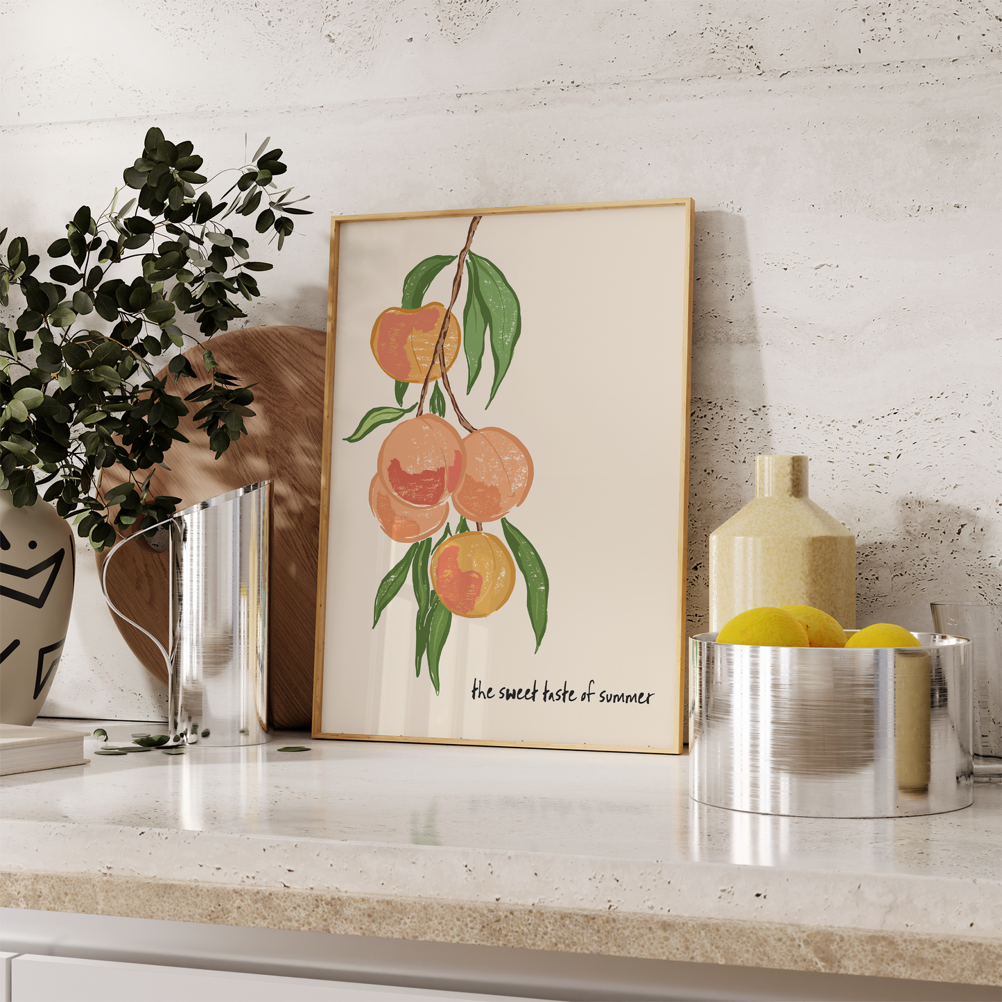 Peach Kitchen Wall Art – “The Sweet Taste of Summer”
