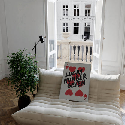 Seven of hearts - Lucky Number Seven Print - Refined Spaces