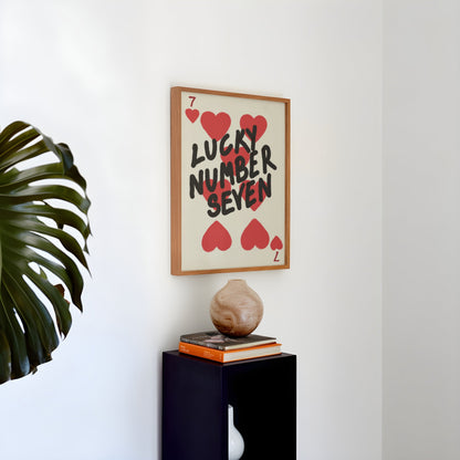 Seven of hearts - Lucky Number Seven Print - Refined Spaces