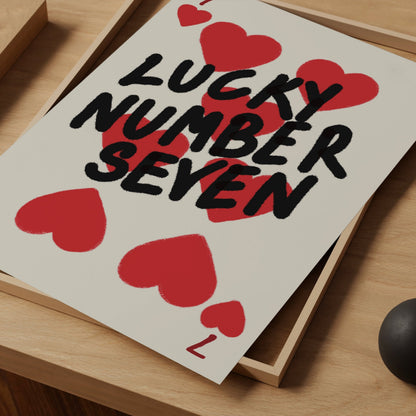 Seven of hearts - Lucky Number Seven Print - Refined Spaces