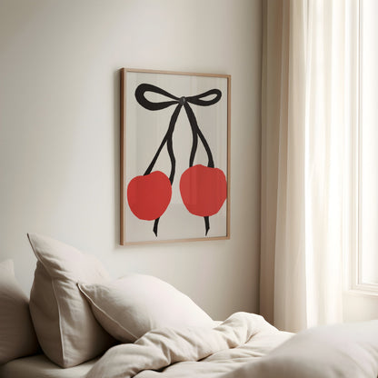 Black bow and cherry print - Refined Spaces