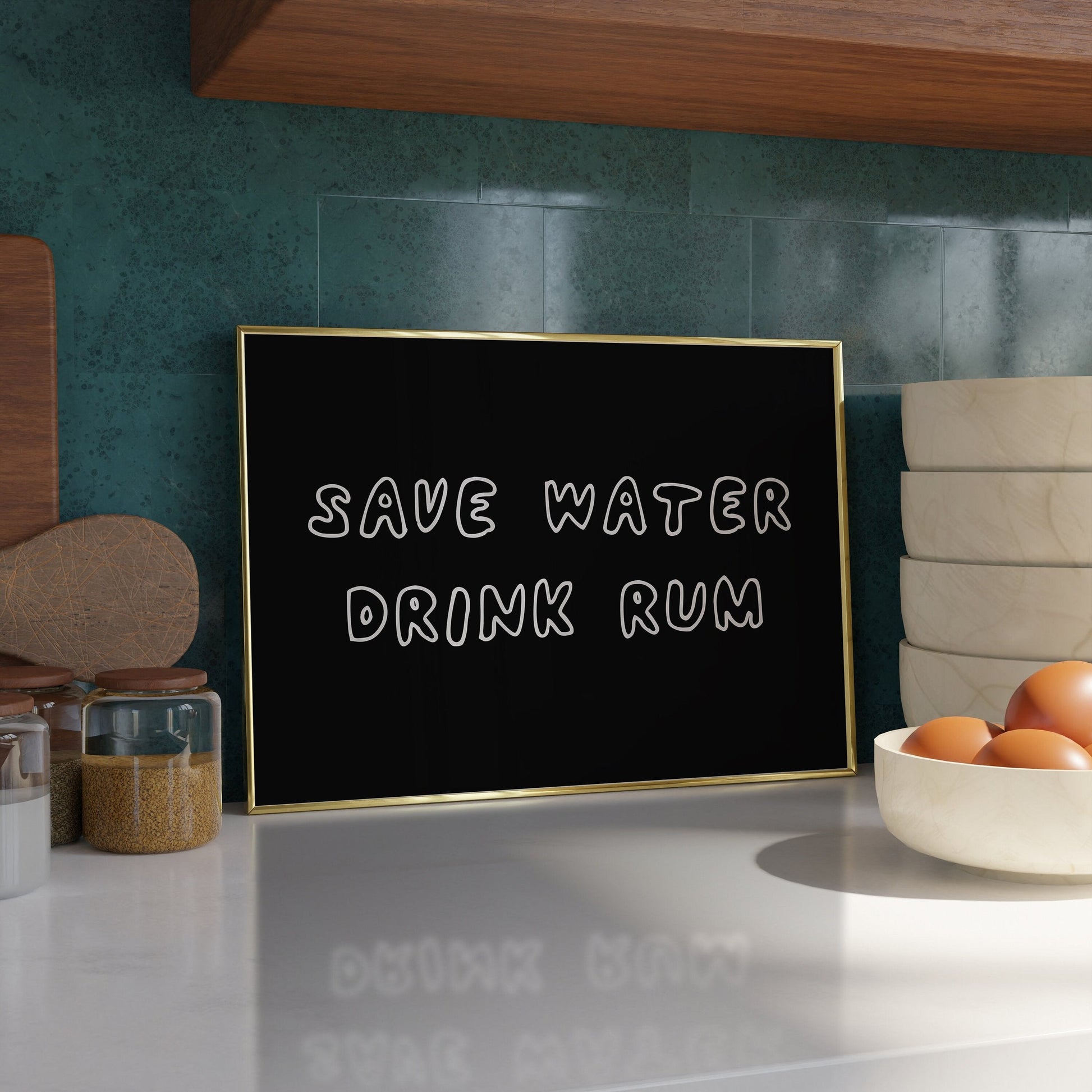 Save water, drink Rum Print - Refined Spaces 