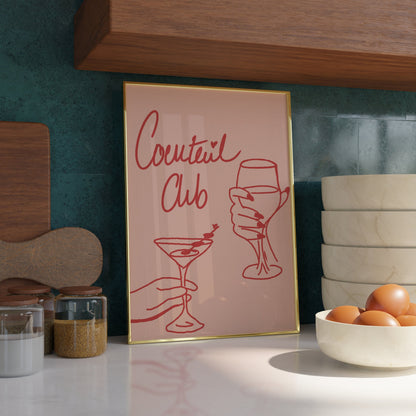 Cocktail Print - Aesthetic Room decor - Minimalist Print - Trendy Print - Kitchen Wall Art - Dining Room Wall Art - Wine Print Cocktail Club