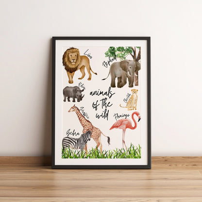Animals of the wild print - safari nursery print - animal prints kids wall art kids bedroom decor children's wall art safari animal prints