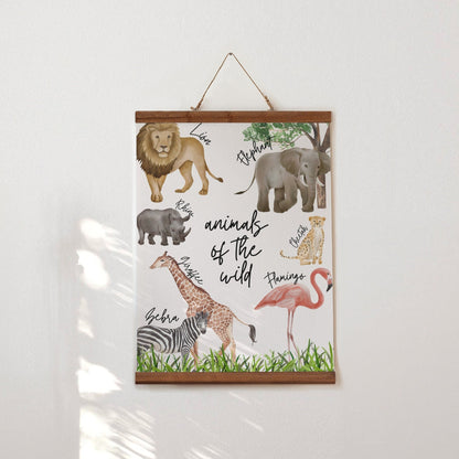 Animals of the wild print - safari nursery print - animal prints kids wall art kids bedroom decor children's wall art safari animal prints