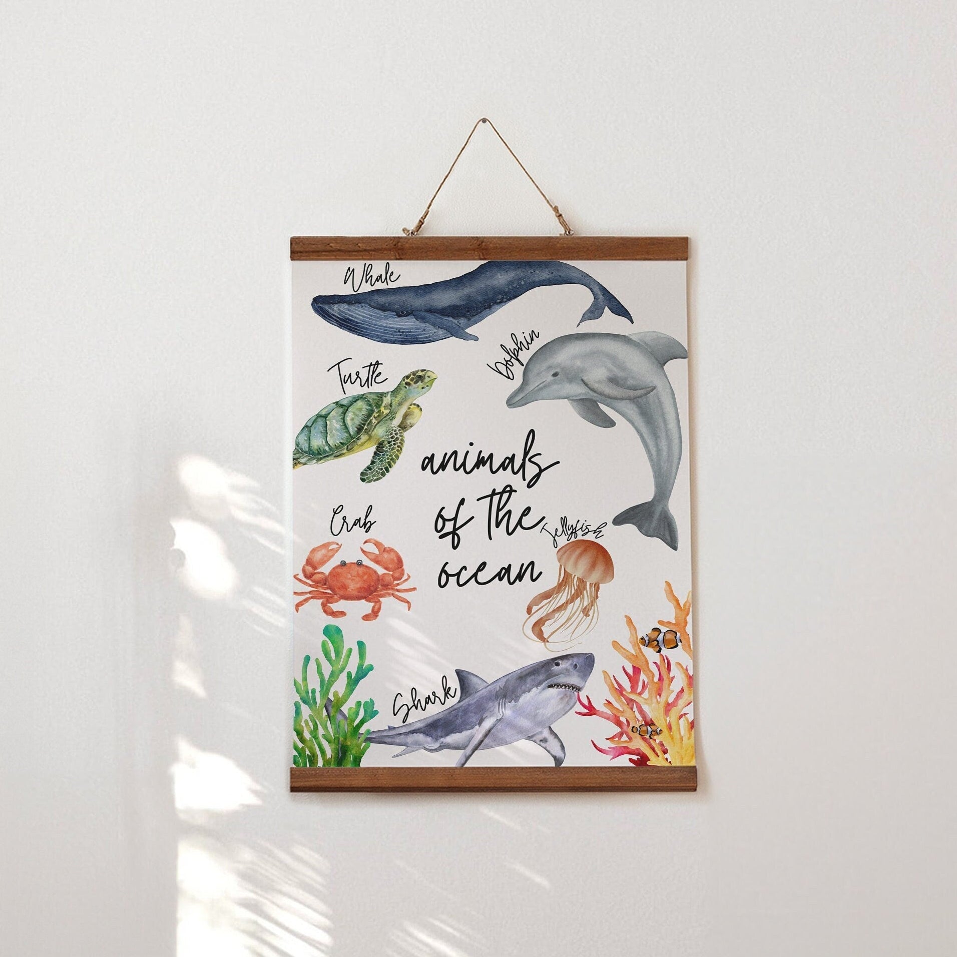 ocean animal print - ocean nursery prints - animal prints kids wall art kids bedroom decor children's wall art under the sea nursery