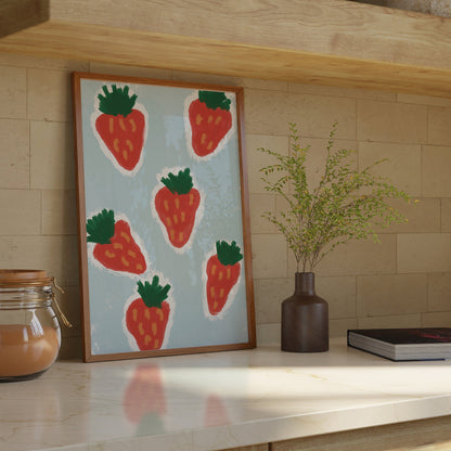 Strawberry Print - Fruit print - Trendy Print - Kitchen Prints - Kitchen Wall Art Dining Room Prints Strawberry Poster strawberry wall art