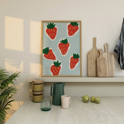 Strawberry Print - Fruit print - Trendy Print - Kitchen Prints - Kitchen Wall Art Dining Room Prints Strawberry Poster strawberry wall art