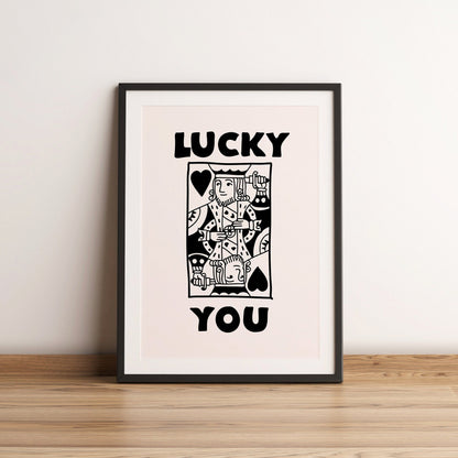 Lucky you print set - trendy retro wall art set of 3 - lucky you poster - playing card poster king and queen wall art king and queen poster