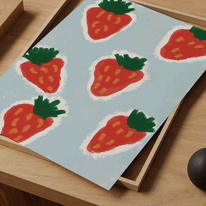 Strawberry Print - Fruit print - Trendy Print - Kitchen Prints - Kitchen Wall Art Dining Room Prints Strawberry Poster strawberry wall art