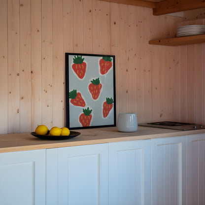 Strawberry Print - Fruit print - Trendy Print - Kitchen Prints - Kitchen Wall Art Dining Room Prints Strawberry Poster strawberry wall art