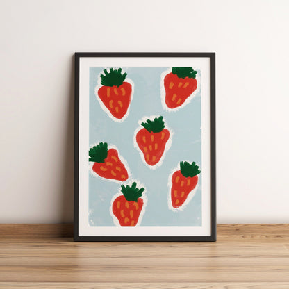 Strawberry Print - Fruit print - Trendy Print - Kitchen Prints - Kitchen Wall Art Dining Room Prints Strawberry Poster strawberry wall art