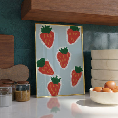 Strawberry Print - Fruit print - Trendy Print - Kitchen Prints - Kitchen Wall Art Dining Room Prints Strawberry Poster strawberry wall art