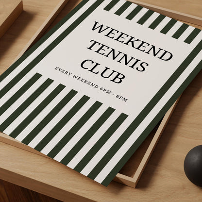 Tennis Club Print - vintage tennis art - sports prints - trendy tennis print - striped prints - home gym prints - tennis gifts sporty gifts