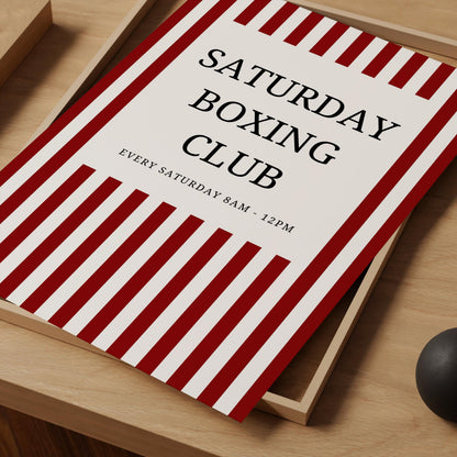 Boxing Club Print - vintage boxing poster - boxing print - red striped prints - boxing gym print - home gym prints - retro gym poster
