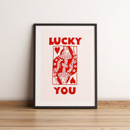 Lucky you print set - trendy retro wall art set of 3 - lucky you poster - playing card poster king and queen wall art king and queen poster