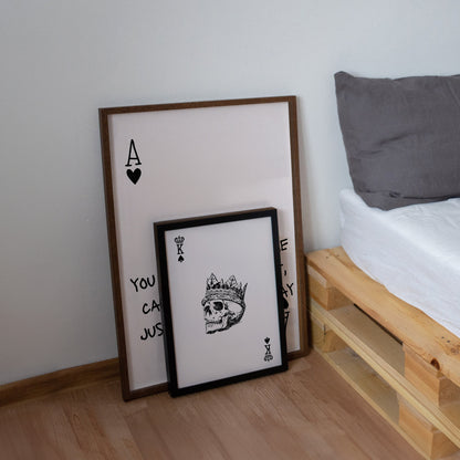 King of Spades wall art - skull with crown print - Playing Card Print Trendy Wall Art Bar Decor Retro Art motivational wall art office art