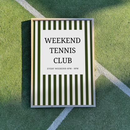 Tennis Club Print - vintage tennis art - sports prints - trendy tennis print - striped prints - home gym prints - tennis gifts sporty gifts