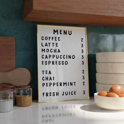 Coffee Menu Poster - Coffee Wall Art - Coffee Menu Print - Kitchen Wall Art - Coffee Station Art - Dining Room Prints - Kitchen Prints - A4
