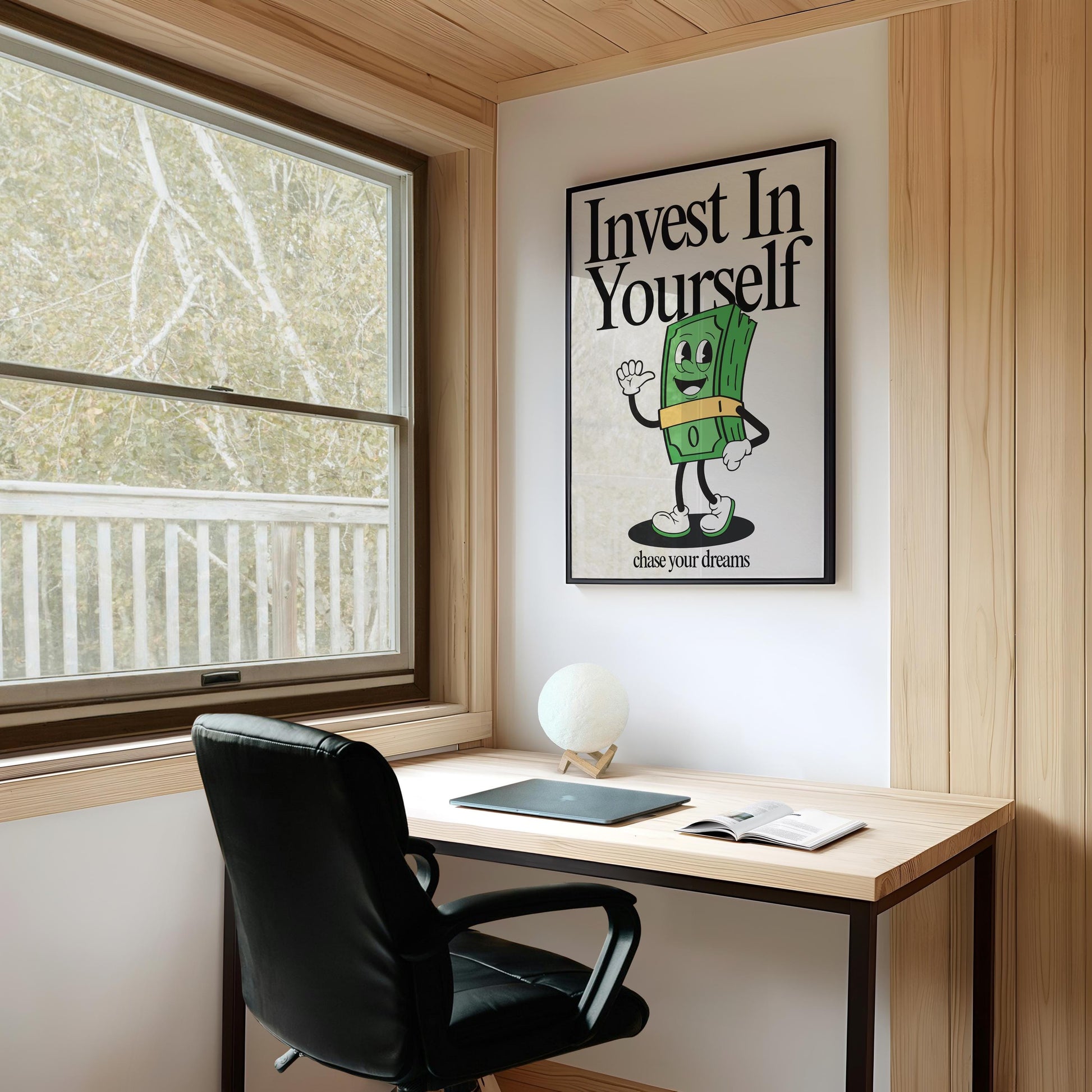 Invest In Yourself Print, Retro Print, Retro Photography Print, Retro Motivation Poster, Motivational Pun Art, Retro Office Decor, Fun Print