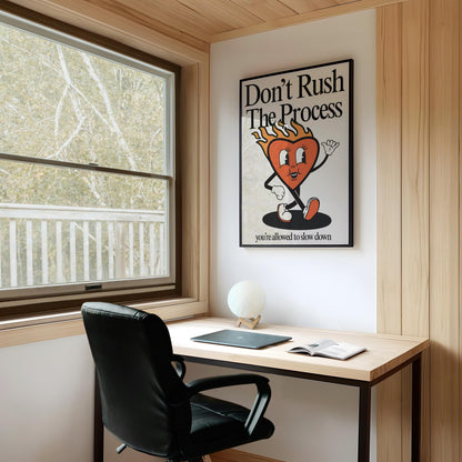 Don't Rush The Process Print, Retro Photography Print, Retro Motivation Poster, Motivational Pun Art, Retro Office Decor, Fun Wall Art, A4