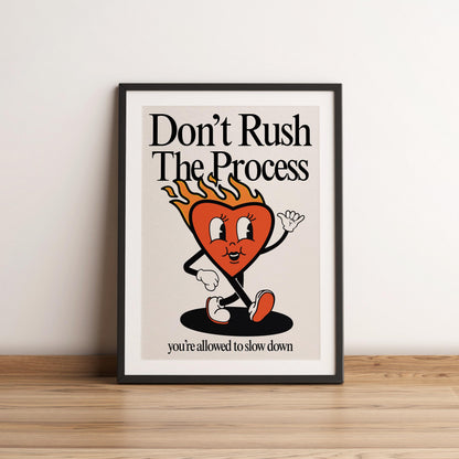 Don't Rush The Process Print, Retro Photography Print, Retro Motivation Poster, Motivational Pun Art, Retro Office Decor, Fun Wall Art, A4