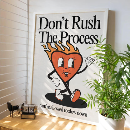 Don't Rush The Process Print, Retro Photography Print, Retro Motivation Poster, Motivational Pun Art, Retro Office Decor, Fun Wall Art, A4