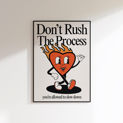 Don't Rush The Process Print, Retro Photography Print, Retro Motivation Poster, Motivational Pun Art, Retro Office Decor, Fun Wall Art, A4