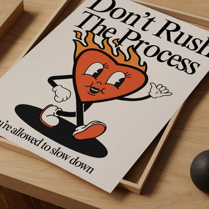 Don't Rush The Process Print, Retro Photography Print, Retro Motivation Poster, Motivational Pun Art, Retro Office Decor, Fun Wall Art, A4